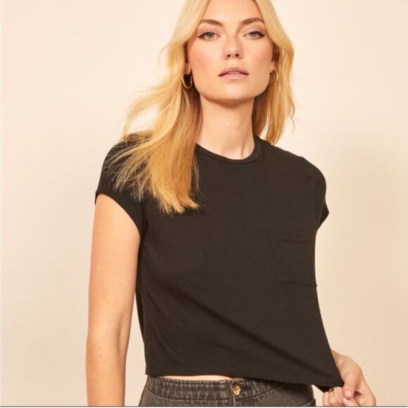 Reformation Tops - Reformation Organic Cotton Pocket Tee Black Small